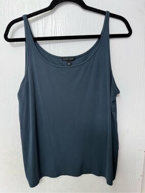 Eileen Fisher Slate-Blue Scoop Neck Tank, 100% silk XL